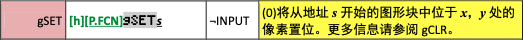 对于某一特定寄存器地址开始的图形块，将其中由堆栈 X 与 Y 指定坐标的点点亮。 ... ... ... ...